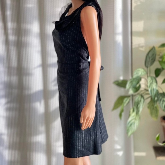 Vintage Y2K NWT Krista Larson Dress Gray Pinstripe Wool Blend‎ Academia One Size - Picture 5 of 7